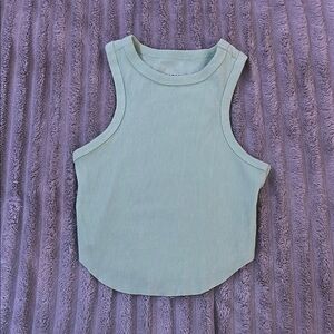 Mint Green Sleeveless Ribbed Top